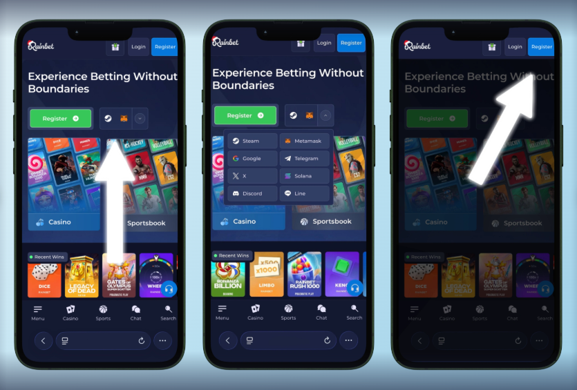 Rainbet mobiele app op telefoons